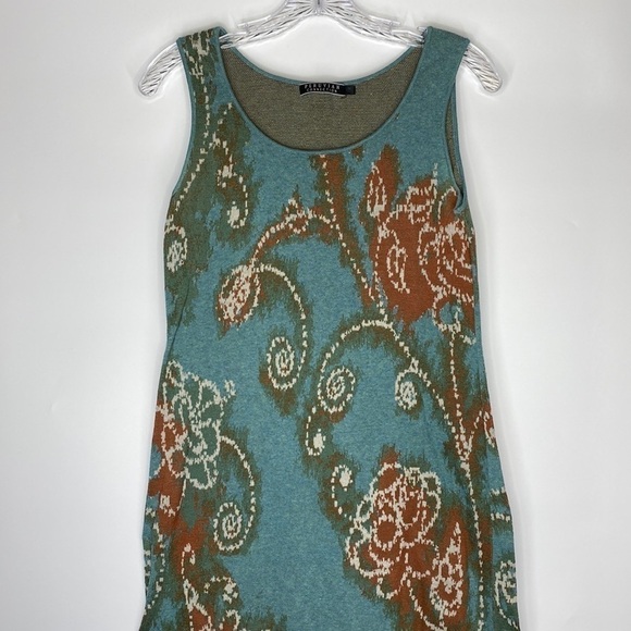 Peruvian Connection Blue Floral Pima Cotton Maxi Sleeveless Dress Size Medium - Picture 2 of 9